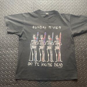 Vintage 1992 CYRK Sunday River Ski Till You're Dead Tee